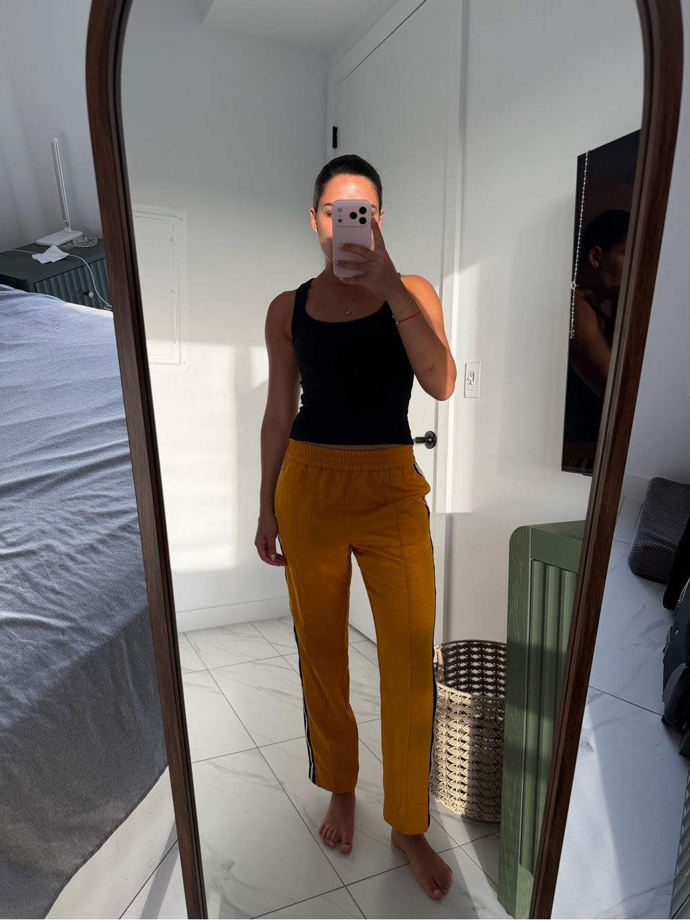 Women's Mustard High-Waist Straight Pants